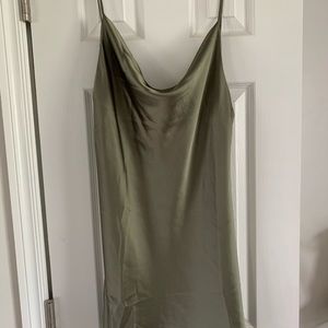 Olive green silk dress